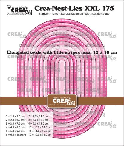 Crealies - Stanzschablone "No. 175 Elongated Ovals w/ Little Stripes" Crea-Nest-Lies XXL Dies