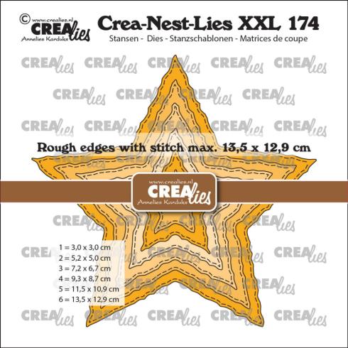 Crealies - Stanzschablone "No. 174 Rough Stars w/ Stitch Lines" Crea-Nest-Lies XXL Dies
