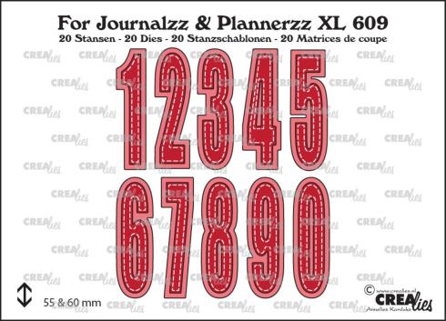 Crealies - Stanzschablone "No. 609 Numbers XL w/ Shadow" For Journalzz & Plannerzz XL Dies