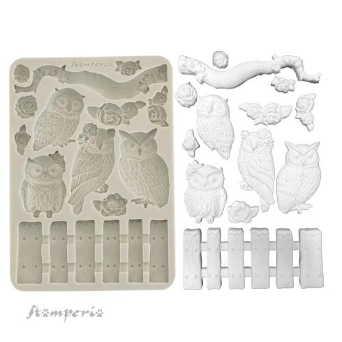 Stamperia - Gießform A5 "Owls and Branch" Soft Mould 