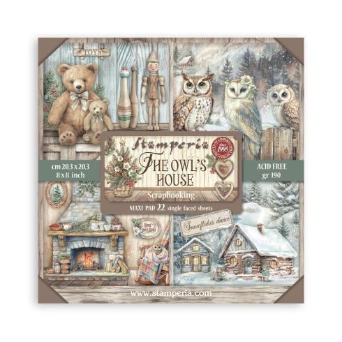Stamperia - Designpapier "The Owl's House" Maxi Paper Pack 8x8 Inch - 22 Bogen
