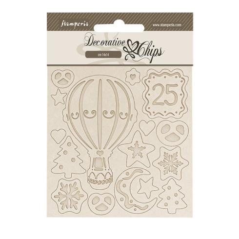 Stamperia - Holzteile 14x14 cm "Air Balloons" Decorative Chips