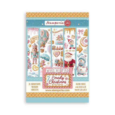 Stamperia - Washi Papier "Candy Christmas" Washi Pad 14,8x21cm - 8 Bogen