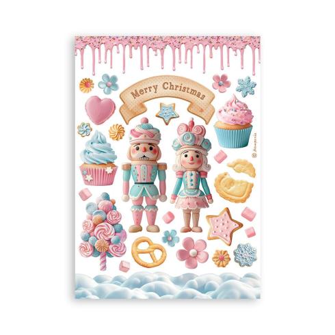 Stamperia - Washi Papier "Candy Christmas" Washi Pad 14,8x21cm - 8 Bogen