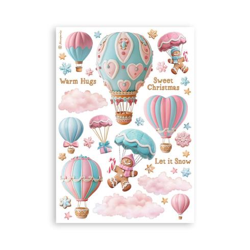 Stamperia - Washi Papier "Candy Christmas" Washi Pad 14,8x21cm - 8 Bogen