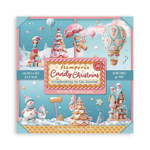 Stamperia - Designpapier "Candy Christmas" Maxi Paper Pack 8x8 Inch - 22 Bogen