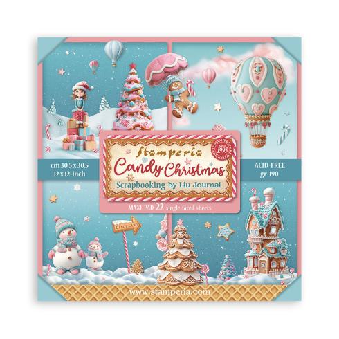 Stamperia - Designpapier "Candy Christmas" Maxi Paper Pack 12x12 Inch - 22 Bogen