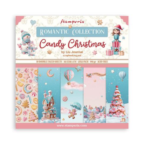 Stamperia - Designpapier "Candy Christmas" Paper Pack 12x12 Inch - 10 Bogen