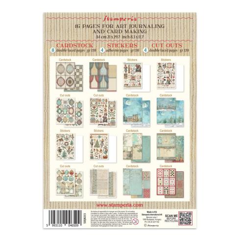 Stamperia - Papier, Aufkleber & Stanzteile "Alice in Christmas" Junk Journal Backgrounds,Stickers,Cut-Outs