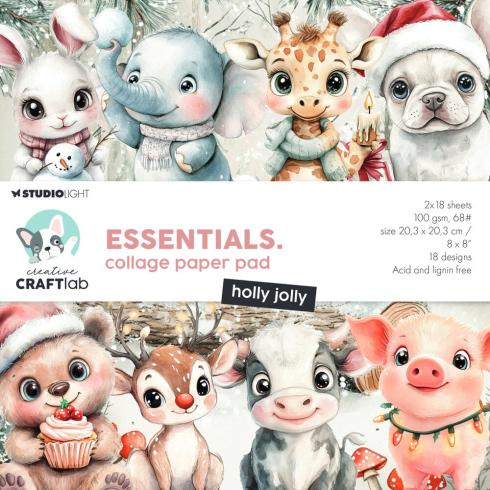 Creative Craft Lab - Studio Light - Designpapier "Holly Jolly" Collage Paper Pad 20,3x20,3 cm - 36 Bogen