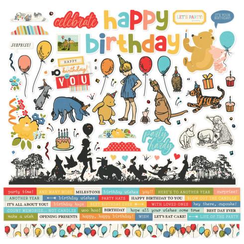 Simple Stories - Aufkleber "Say Cheese Classic Pooh Birthday" Cardstock Sticker 