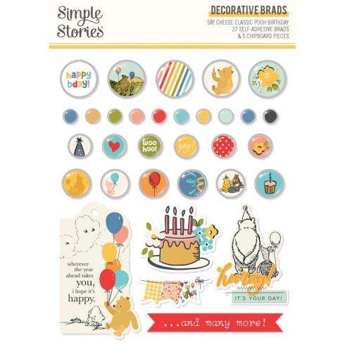 Simple Stories - Decorative Brads "Say Cheese Classic Pooh Birthday" 