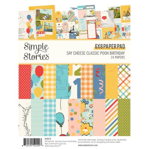 Simple Stories - Designpapier "Say Cheese Classic Pooh Birthday" Paper Pack 6x8 Inch - 24 Bogen