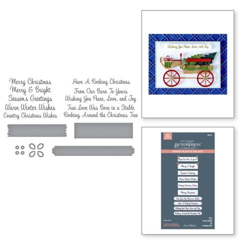 Spellbinders - Buchdrucktechnik "Banner & Sentiments" BetterPress Plate & Dies