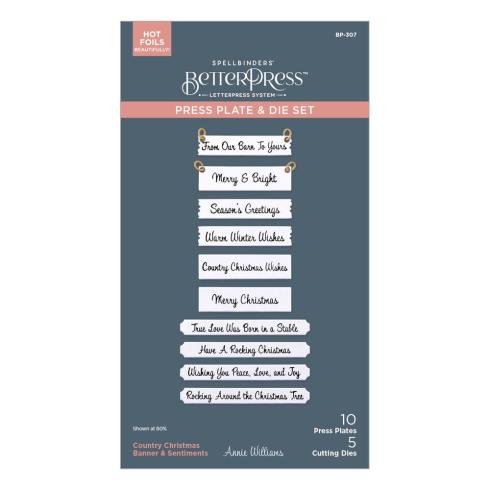 Spellbinders - Buchdrucktechnik "Banner & Sentiments" BetterPress Plate & Dies