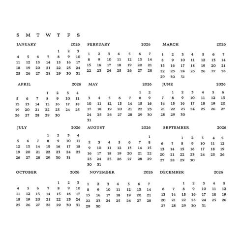 Spellbinders - Buchdrucktechnik "DIY 2026 Calendar" BetterPress Plate