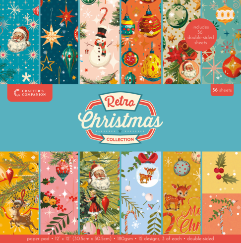 Crafters Companion - Designpapier "Retro Christmas" Paper Pack 12x12 Inch - 36 Bogen