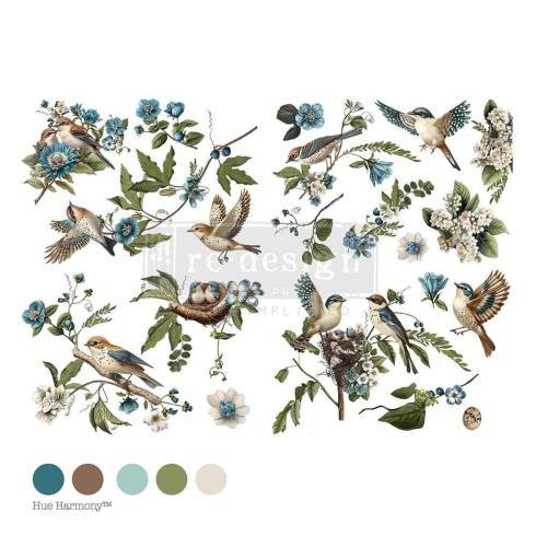 Re-Design with Prima - Transfer Aufkleber 24x35 Inch "Aviary Elegance" Decor Transfer 4 Bogen 