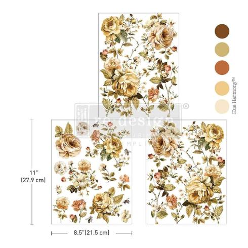 Re-Design with Prima - Transfer Aufkleber 8,5x11 Inch "Belle Epoque Blooms" Decor Transfer 3 Bogen 