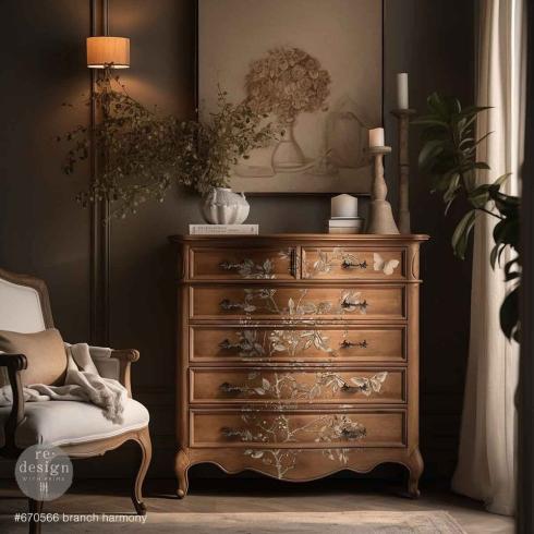 Re-Design with Prima - Transfer Aufkleber 24x35 Inch "Branch Harmony" Decor Transfer 4 Bogen 