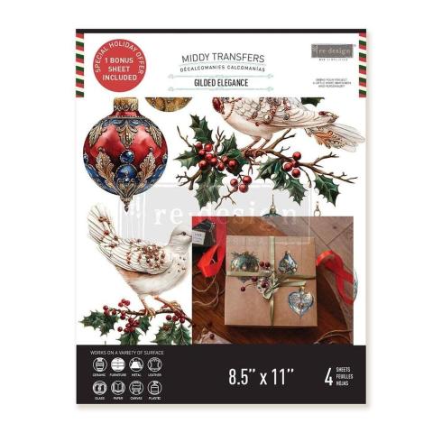 Re-Design with Prima - Transfer Aufkleber 8,5x11 Inch "Gilded Elegance" Decor Transfer 4 Bogen 