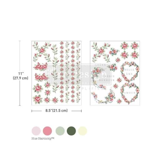 Re-Design with Prima - Transfer Aufkleber 8,5x11 Inch "Nostalgic Blooms" Decor Transfer 2 Bogen 