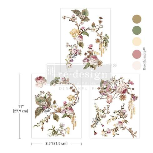Re-Design with Prima - Transfer Aufkleber 8,5x11 Inch "Rosette Royale" Decor Transfer 3 Bogen 