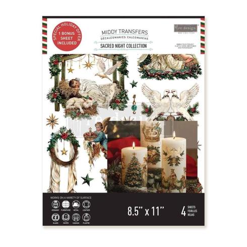 Re-Design with Prima - Transfer Aufkleber 8,5x11 Inch "Sacred Night Collection" Decor Transfer 4 Bogen 