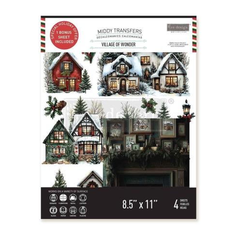 Re-Design with Prima - Transfer Aufkleber 8,5x11 Inch "Village Of Wonder" Decor Transfer 4 Bogen 