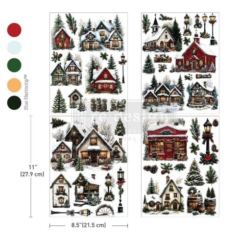 Re-Design with Prima - Transfer Aufkleber 8,5x11 Inch "Village Of Wonder" Decor Transfer 4 Bogen 