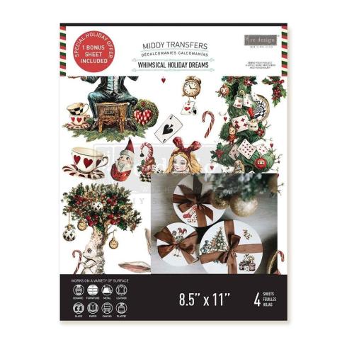 Re-Design with Prima - Transfer Aufkleber 8,5x11 Inch "Whimsical Holiday Dreams" Decor Transfer 4 Bogen 