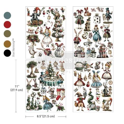 Re-Design with Prima - Transfer Aufkleber 8,5x11 Inch "Whimsical Holiday Dreams" Decor Transfer 4 Bogen 