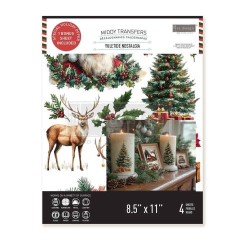 Re-Design with Prima - Transfer Aufkleber 8,5x11 Inch "Yuletide Nostalgia" Decor Transfer 4 Bogen 