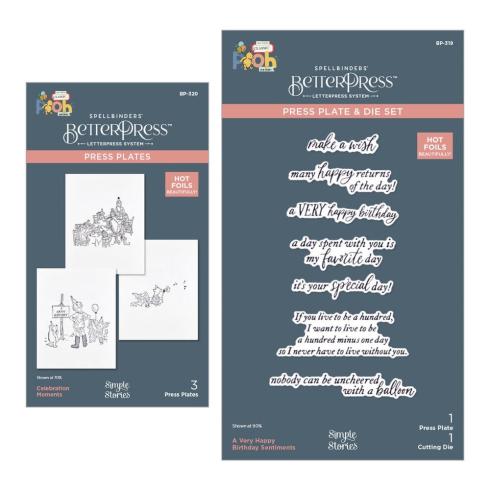 Spellbinders - Buchdrucktechnik "Say Cheese Classic Pooh Birthday Bundle" BetterPress Plate & Dies