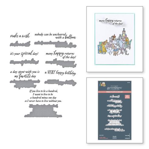 Spellbinders - Buchdrucktechnik "Say Cheese Classic Pooh Birthday Bundle" BetterPress Plate & Dies