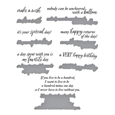 Spellbinders - Buchdrucktechnik "Say Cheese Classic Pooh Birthday Sentiments" BetterPress Plate & Dies