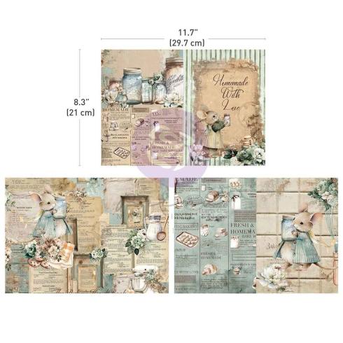 Prima Marketing - Decoupage Sheets A4 "The Home Baker" 3 Bogen