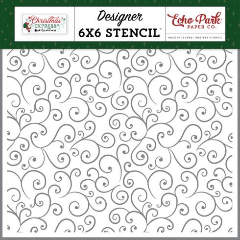 Echo Park - Schablone "Santa Claus Swirls" Stencil 6x6 Inch