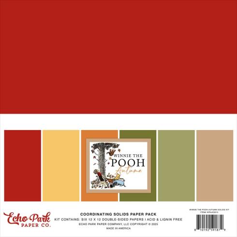 Echo Park - Cardstock "Winnie The Pooh Autumn" Coordinating Solids Paper 12x12 Inch - 6 Bogen 