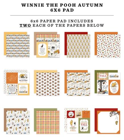 Echo Park - Designpapier "Winnie The Pooh Autumn" Paper Pack 6x6 Inch - 24 Bogen