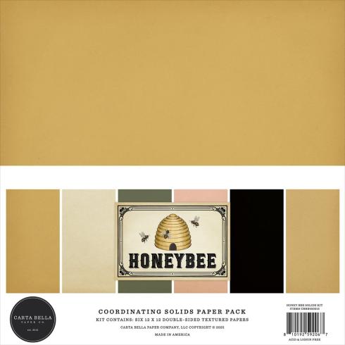 Carta Bella - Cardstock "Honey Bee" Coordinating Solids Paper Pack 12x12 Inch - 6 Bogen