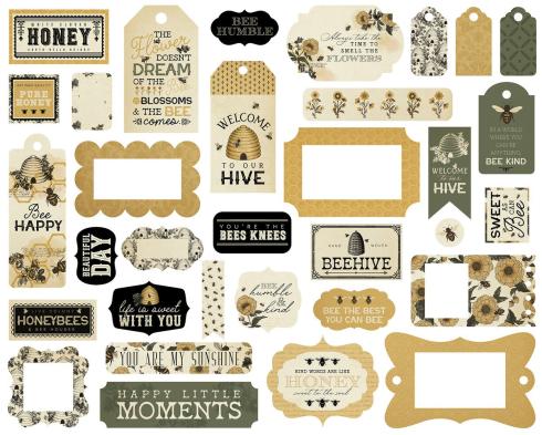 Carta Bella - Stanzteile & Anhänger "Honey Bee" Ephemera Frames & Tags