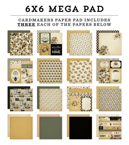 Carta Bella - Designpapier "Honey Bee" Cardmakers Mega Pad 6x6 Inch - 48 Bogen