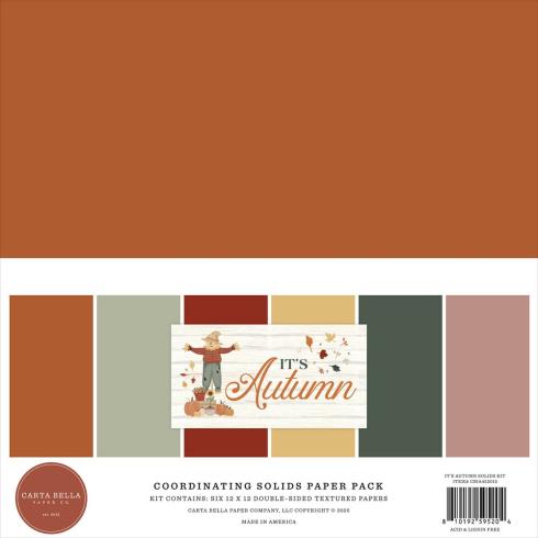 Carta Bella - Cardstock "It's Autumn" Coordinating Solids Paper Pack 12x12 Inch - 6 Bogen