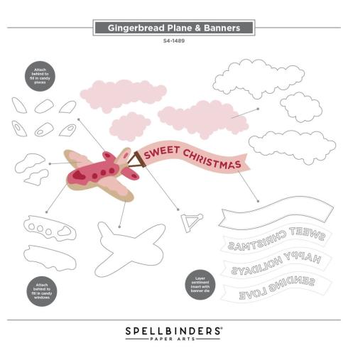 Spellbinders - Stanzschablone "Gingerbread Plane & Banners" Dies