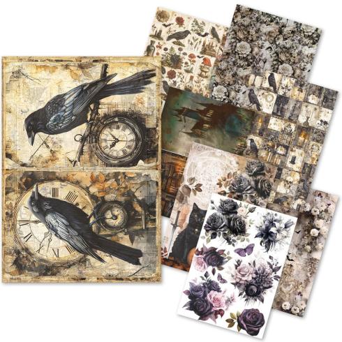 Ciao Bella - Decopatch Papier "Dark Academia" Rice Paper A5 - 8 Bogen