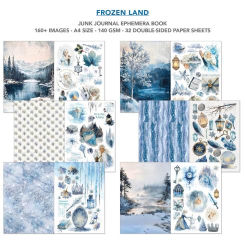 Ciao Bella - Designpapier & Stanzteile "Frozen Land" Junk Journal Ephemera Book A4 - 32 Bogen