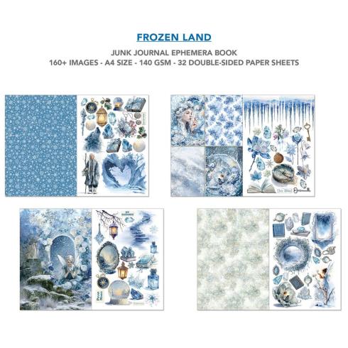 Ciao Bella - Designpapier & Stanzteile "Frozen Land" Junk Journal Ephemera Book A4 - 32 Bogen