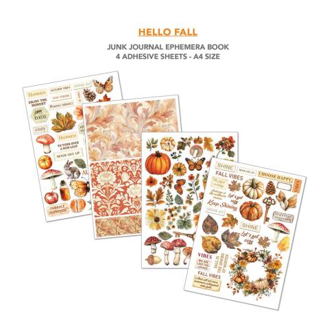 Ciao Bella - Designpapier & Stanzteile "Hello Fall" Junk Journal Ephemera Book A4 - 32 Bogen