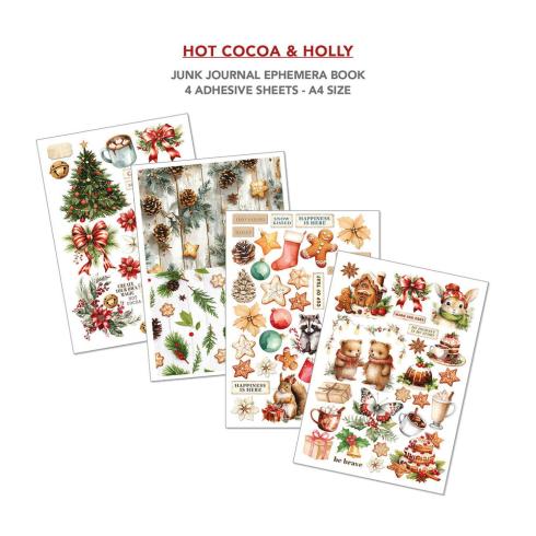Ciao Bella - Designpapier & Stanzteile "Hot Cocoa & Holly" Junk Journal Ephemera Book A4 - 32 Bogen